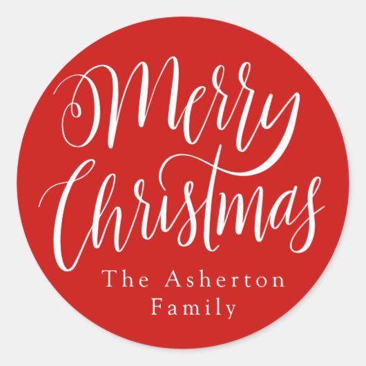Vrolijk gepersonaliseerd cadeautje met kerstcadeau ronde sticker (Voorkant)