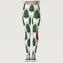 Vrolijk geschilde kerstboom leggings