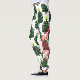 Vrolijk geschilde kerstboom leggings