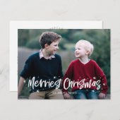 Vrolijk getekende vrolijkste kerstvakantie ansicht feestdagenkaart (Voorkant / Achterkant)