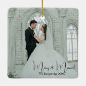 Vrolijk & Getrouwd 1e Kerstmis Bruiloft Foto Keramisch Ornament (Achterkant)