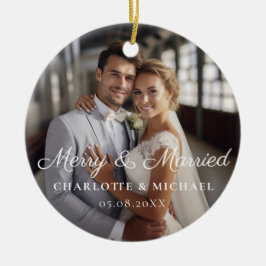 Vrolijk & getrouwd! Elegant, eenvoudig, foto Keramisch Ornament