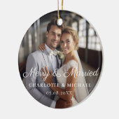 Vrolijk & getrouwd! Elegant, eenvoudig, foto Keramisch Ornament (Links)