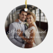 Vrolijk & getrouwd! Elegant, eenvoudig, foto Keramisch Ornament (Achterkant)