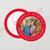 Vrolijk getrouwd Foto Circulaire Kerstmis Rood Feestdagenkaart (Voorkant / Achterkant)