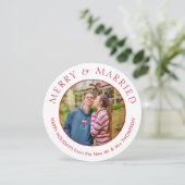 Vrolijk getrouwd Foto Circulaire Kerstmis Wit Feestdagenkaart (Staand voorkant)