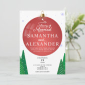 Vrolijk Getrouwd Foto Moderne Kerstster Bruiloft Kaart (Staand voorkant)