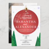 Vrolijk Getrouwd Foto Moderne Kerstster Bruiloft Kaart (Voorkant / Achterkant)