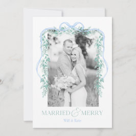 Vrolijk & getrouwd Grandmillenial Blue Christmas K Feestdagenkaart