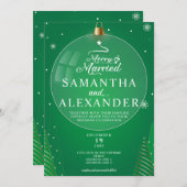Vrolijk & Getrouwd Groene Kerstster Boom Bruiloft Kaart (Voorkant / Achterkant)