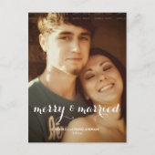 Vrolijk Getrouwd Kerstfoto White Script Vakantie Feestdagenkaart (Voorkant)