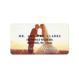 Vrolijk getrouwd Kerstmis Foto Vakantie Etiket