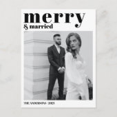 Vrolijk & getrouwd Kerstmis Moderne foto Zwart Wit Feestdagenkaart (Voorkant)