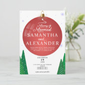 Vrolijk & Getrouwd Moderne Kerstster Boom Bruiloft Kaart (Staand voorkant)