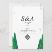 Vrolijk & Getrouwd Moderne Kerstster Boom Bruiloft Kaart (Achterkant)