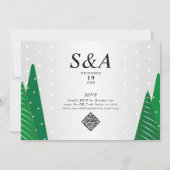 Vrolijk & Getrouwd Moderne Kerstster Boom Bruiloft Kaart (Achterkant)