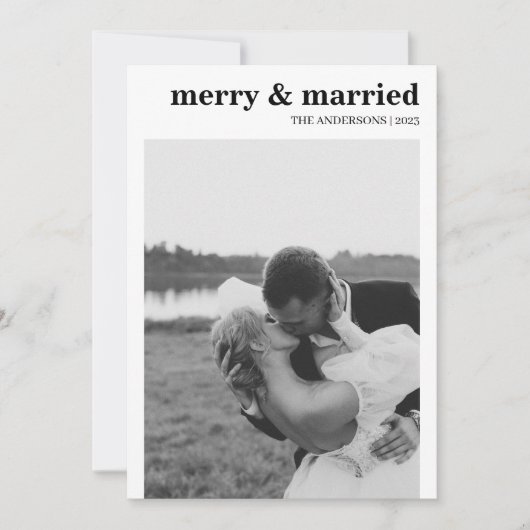 Vrolijk & getrouwd Moderne minimalistische foto Ke Feestdagenkaart (Voorkant)