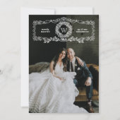 Vrolijk getrouwd Monogram Krans Vakantie Fotokaart Feestdagenkaart (Voorkant)