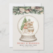 Vrolijk & getrouwd Muis Paar Kerstmis Sneeuw Grobe Feestdagenkaart (Voorkant)