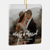 vrolijk&getrouwd, newlyweds 2 foto's handschrift keramisch ornament (Rechts)