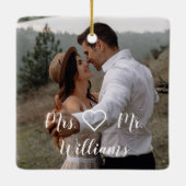 vrolijk&getrouwd, newlyweds 2 foto's handschrift keramisch ornament (Achterkant)