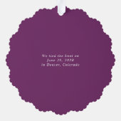 Vrolijk getrouwd Paarse bruiloft foto Kerstmis Ornament Kaart (Achterkant)