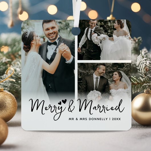 Vrolijk & Getrouwd Pas getrouwd Keepsake Christmas Metalen Ornament