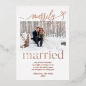 Vrolijk getrouwd Pas getrouwd kerst Folie Feestdagenkaart (Voorkant)