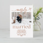 Vrolijk getrouwd Pas getrouwd kerst Folie Feestdagenkaart (Staand Voorkant)