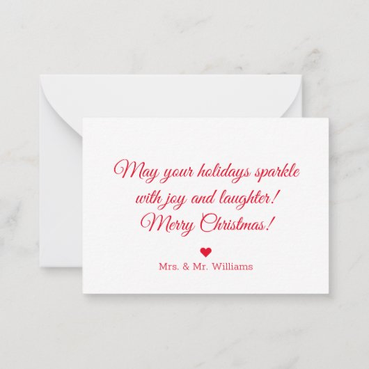 vrolijk & getrouwd, pasgetrouwden foto rood script notitiekaartje (Achterkant)