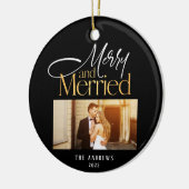 Vrolijk & Getrouwd Passen getrouwd Foto Kerstmis Keramisch Ornament (Links)