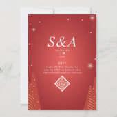 Vrolijk & Getrouwd Rode Kerstster Bomen Bruiloft Kaart (Achterkant)
