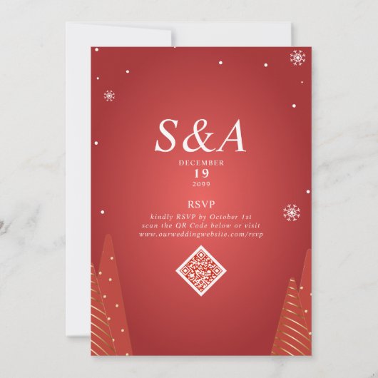 Vrolijk & Getrouwd Rode Kerstster Bomen Bruiloft Kaart (Achterkant)