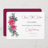 Vrolijk getrouwd roze kerst bloemenbruiloft save the date (Voorkant / Achterkant)