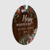 Vrolijk getrouwd rustiek hout bessen blad ornament (voorkant)