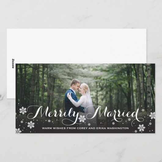 Vrolijk getrouwd Snowflake Holiday Feestdagenkaart (Voorkant / Achterkant)