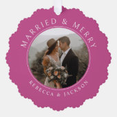 Vrolijk getrouwd vet roze Passen getrouwd bruiloft Ornament Kaart (Voorkant)