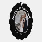 Vrolijk getrouwd zwart bruiloft foto Kerstmis Ornament Kaart (Rechts)