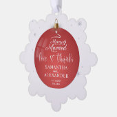 Vrolijk & getrouwde foto Kerst bruiloft Dank u Ornament Kaart (Links)