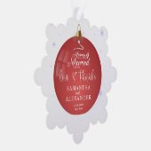 Vrolijk & getrouwde foto Kerst bruiloft Dank u Ornament Kaart (Rechts)