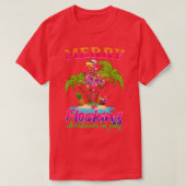 Vrolijk gevuurde kerst in juli Flamingo Santa Xm T-shirt (Design voorkant)