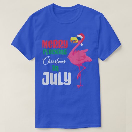 Vrolijk gevuurde kerst in juli, wollen flamingo t-shirt (Design voorkant)