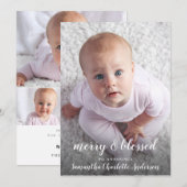 Vrolijk & Gezegend Fotocollage Geboorte Aankondigi Aankondiging (Voorkant / Achterkant)