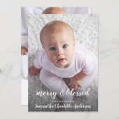 Vrolijk & Gezegend Fotocollage Geboorte Aankondigi Aankondiging (Voorkant / Achterkant)