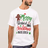 Vrolijk gezegend kerstfeest geobsedeerd feestelijk t-shirt (Voorkant)