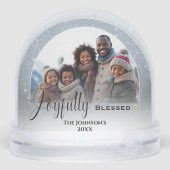 Vrolijk gezegende aangepaste kerstfoto sneeuwbol (Achterkant)