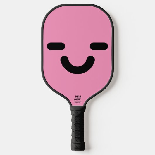 Vrolijk Gezicht Licht Roze Pickleball Paddle (Voorkant)