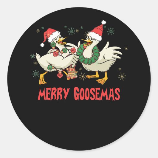 Vrolijk Goosemas Grappig Kerst Eend Gekke Goose Me Ronde Sticker (Voorkant)