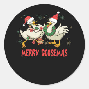 Vrolijk Goosemas Grappig Kerst Eend Gekke Goose Me Ronde Sticker