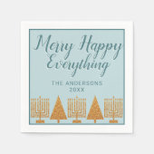 Vrolijk goud blauw interreligieuze feestdag servet (Voorkant)